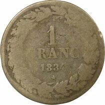 Belgique L&eacute;opold I - Franc Argent, T&ecirc;te laur&eacute;e - 1834 Bruxelles