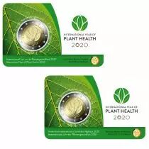 Belgique LOT 2 X 2 Euros Comm&eacute;mo. Belgique 2020 (Wallon et Flamand) - Ann&eacute;e internationale de la sant&eacute; des v&eacute;g&eacute;taux