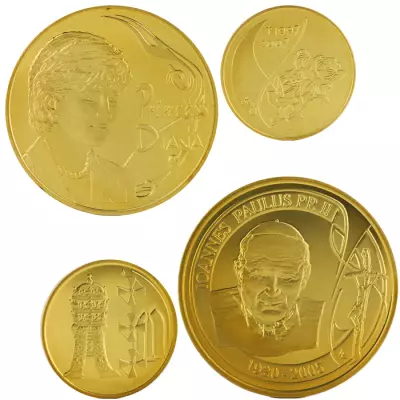 Belgique Pape Jean-Paul II et Lady Di - lot de 2 M�dailles