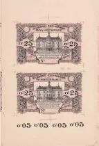 Belgique Planche non d&eacute;coup&eacute;e - 25 Centimes - Billet de n&eacute;cessit&eacute; de St Josse-Ten-Noode - Epreuve recto