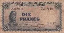 Belgischer Kongo 10 Francs - Soldier - Antelope - 01-02-1957 - Letter Z - P.30b