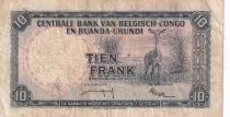 Belgischer Kongo 10 Francs - Soldier - Antelope - 03-01-1957 - Series A/E