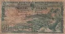 Belgischer Kongo 20 Francs - Boy and Dam - 01-12-1957 - Serial AG 036094