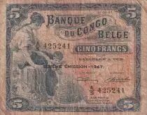 Belgischer Kongo 5 Francs - Woman and Child - animals - 1947 - Serial A.S - P.13Ad