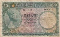 Belgischer Kongo 50 Francs - Young Mangbetu woman - Fishermen - 15-11-1953 - Letter A - P.27A