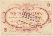 Belgium  Bon de 5 franc cancelled - Froidmont - 1914