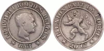 Belgium 1 Centime L�opold II - Lion - 1875