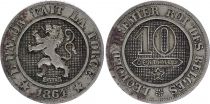 Belgium 10 Centimes, Léopold I - Lion - 1864