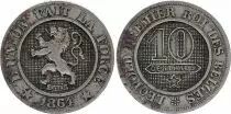 Belgium 10 Centimes, Léopold I - Lion - 1864
