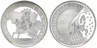 Belgium 20 Euros - 70 years of Peace in Europe - 2015 - Silver