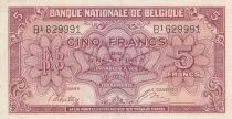 Belgium 5 Francs 1943 - Red - Serial B1