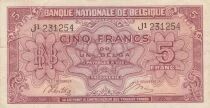 Belgium 5 Francs 1943 - Red - Serial J1