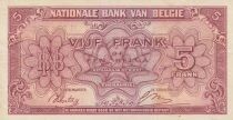 Belgium 5 Francs 1943 - Red - Serial J1