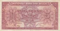 Belgium 5 Francs 1943 - Red - Serial K1