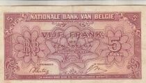 Belgium 5 Francs 1943 - Red - Serial L1