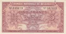 Belgium 5 Francs 1943 - Red - Serial N1