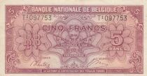 Belgium 5 Francs 1943 - Red - Serial T1