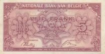 Belgium 5 Francs 1943 - Red - Serial V1