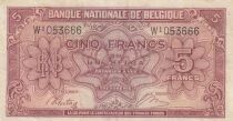 Belgium 5 Francs 1943 - Red - Serial W1