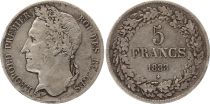 Belgium 5 Francs Leopold I - 1833 - 2 em ex