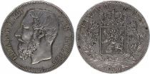 Belgium 5 Francs Leopold II - Arms - 1873