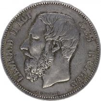 Belgium 5 Francs Leopold II - Arms - 1873