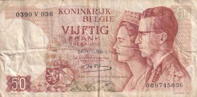 Belgium 50 Francs - King Baudouin and Queen Fabiola - Parliament in Brussels - 1966 - Series V