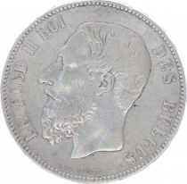 Belgium KM.24 5 Francs, Leopold II - Arms - 1875