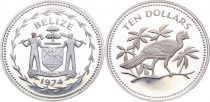 Belize 10 Dollars - Grand curassow - 1974 - Silver Proof