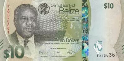 Belize 10 Dollars Philip Goldson - h�ron vert - 2025 - S�rie FA