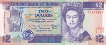Belize 2 Dollars - Elizabeth II - Maya Ruins - 1990 - UNC - P.52a
