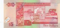 Belize 5 Dollars Elisabeth II, C. Colomb - Carte - 2020
