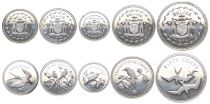 Belize Set of 5 coins - 1 cent to 50 cents - 1974 - silver Proof