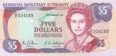 Bermuda 5 Dollars - Elizabeth II - ND (1989) - Replacement - P.35r