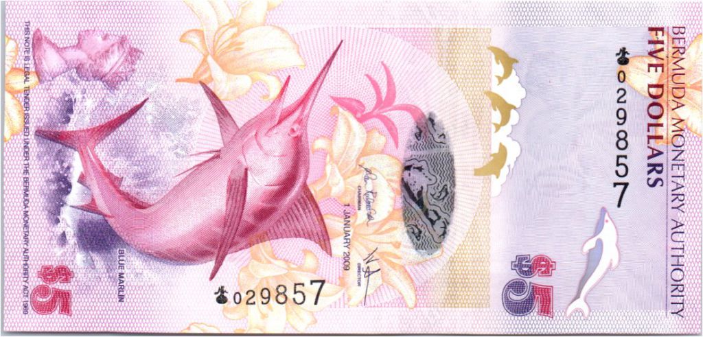 Bermuda 5 Dollars p-58 2009 UNC Banknote