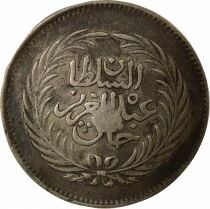 Beylik of Tunis, Sadok Bey - Countermarked 2 Silver Rial  - 1878