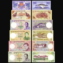 Bhutan Serial 6 banknotes - 1 5 10 20 50 100 Ngultrum - UNC