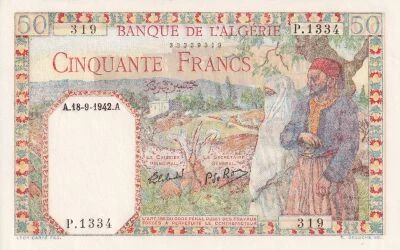 Billet Algeria 50 francs 1945