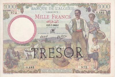 Billet Algerien 1000 francs 1942