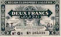 Billet Algerien 2 francs 1944