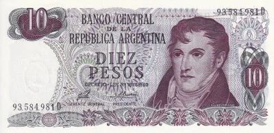Billet Argentina 10 pesos Guillermo Brown, amiral argentin 1970