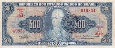 Billet Brasil 500 cruzeiro Jean VI du Portugal 1961