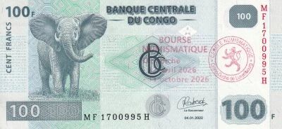 Billet Congo (RDC) 100 f 2022