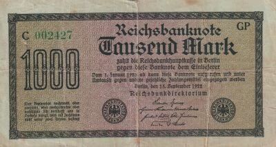 Billet Deutschland 1000 mark 1922