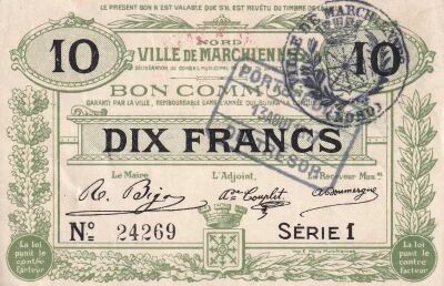 Billet France 10 francs 1915