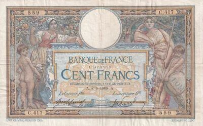 Billet France 100 francs 1908