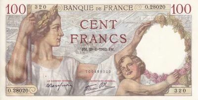 Billet France 100 francs Maximilien de B�thune 1942