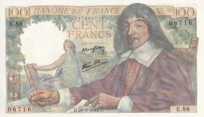 Billet France 100 francs Ren� Descartes 1944
