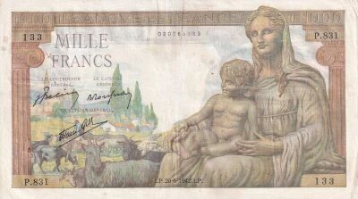Billet France 1000 francs 1942