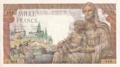 Billet France 1000 francs 1943